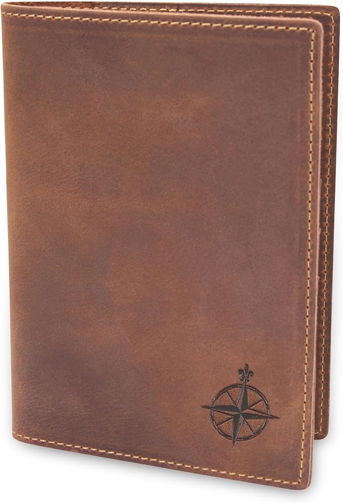 WANDERINGS Leather Travel Wallet with Passport Holder - 5.5