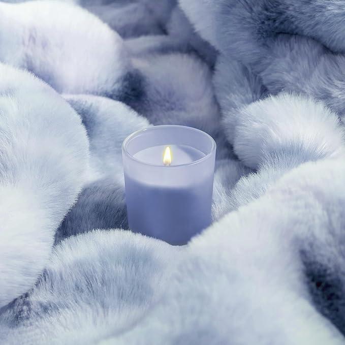 Touchat Luxury 1000GSM Faux Rabbit Fur Throw Blanket, Super Heavy Warm Cozy Grey Blankets for Couch Bed Sofa, Ruched Plush Fuzzy Elegant Soft Reversible Mink Blanket for Living Room Bedroom