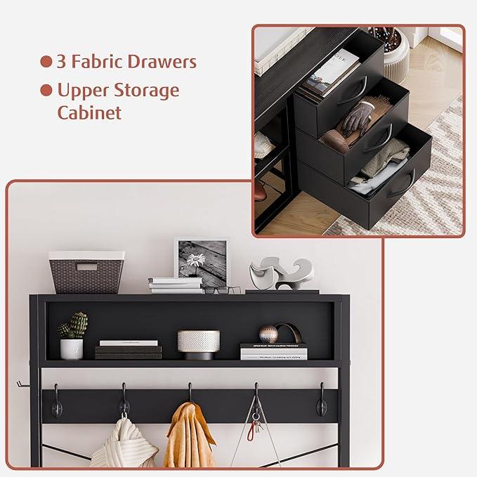 Lulive Hall Tree with Bench and Shoe Storage, 31.5