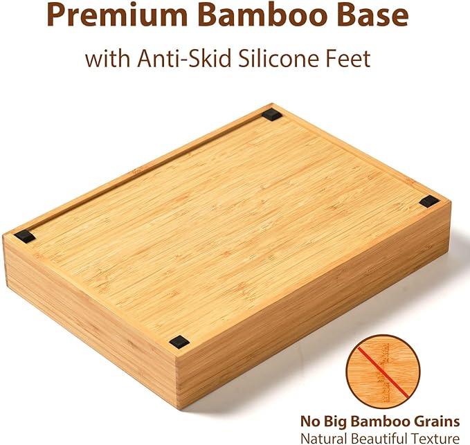 Umilife Bamboo Kitchen Drawer Organizer, 11 Inch Silverware Utensils Tray Holder with Grooved Dividers, 2.4