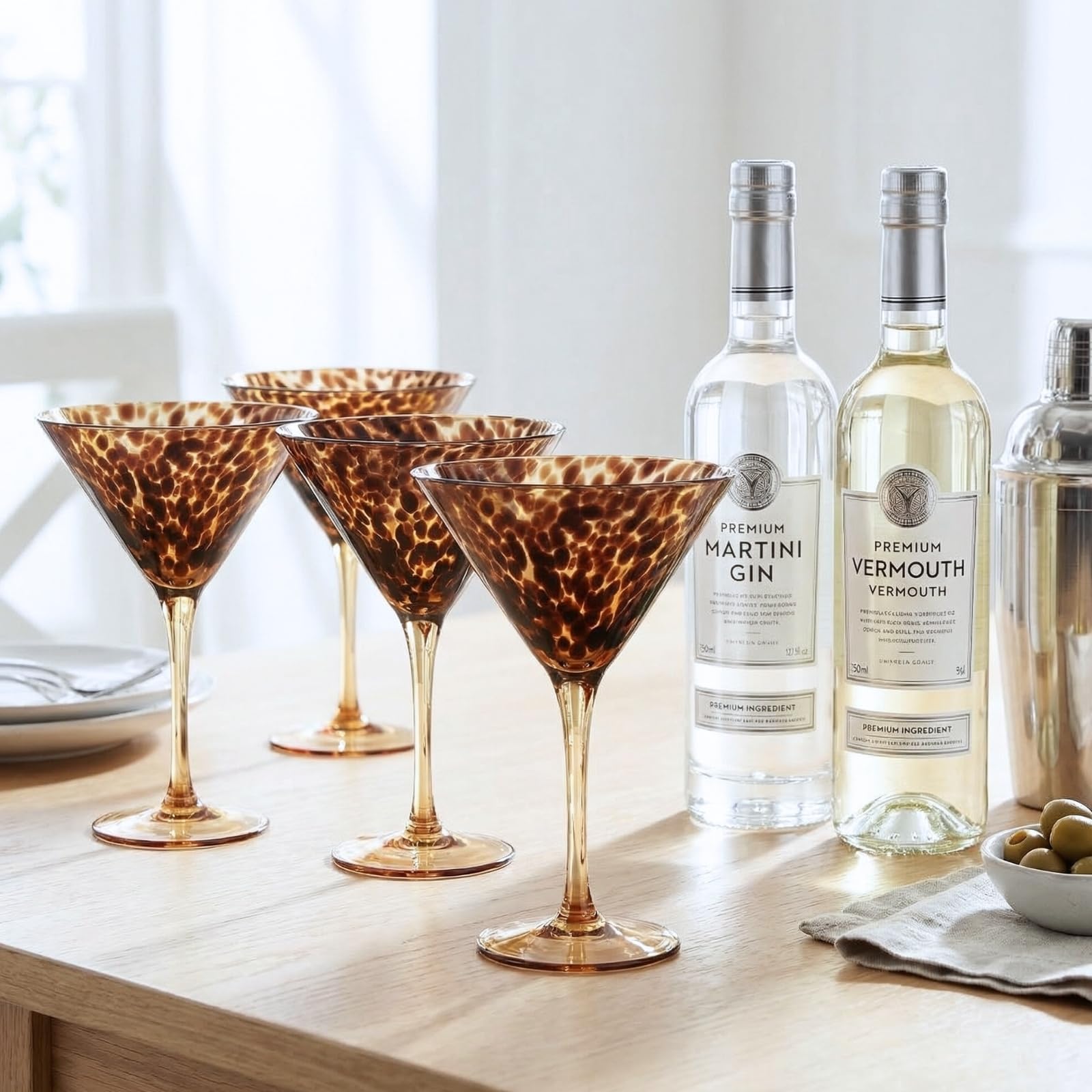 Tortoise Leopard Print Martini 9oz - Set of 4, 7.1