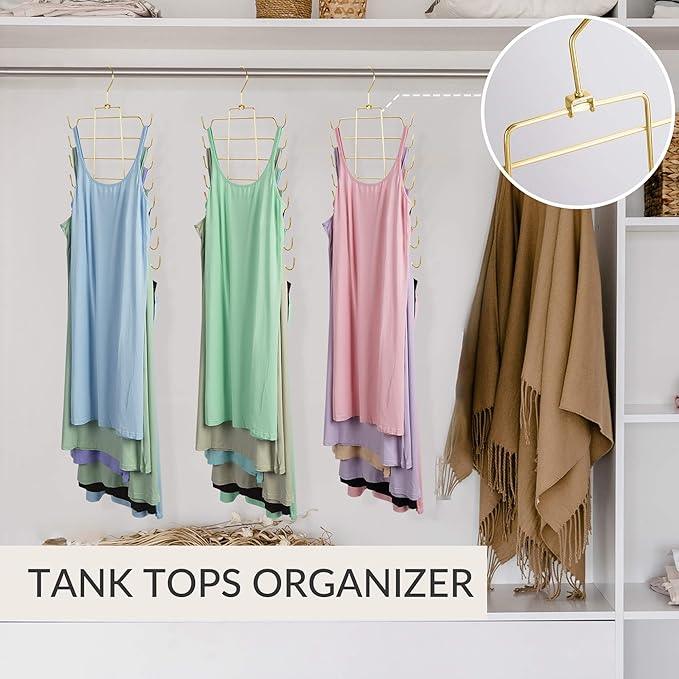 ZEDODIER 4 Pack Space Saving Bra Hangers, Non-Slip Tank Top Hanger, Closet Organizers and Storage for Camisoles Tank Tops Bras Ties Swimsuits Strappy Dress, Gold