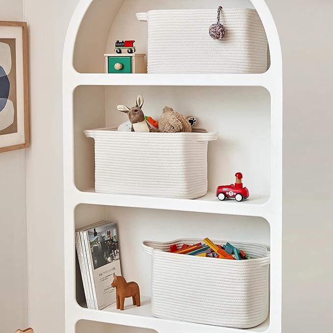 3 Packs Cotton Rope Woven Basket With Handles for Shelves -15