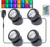 RGB Pond Lights, LED Fountain Light with Timer, Colored Underwater Fountain Lights Dim Adjustable Memory Spotlights for Outdoor Landscape Pond Fountain Waterfall, 4 in Set