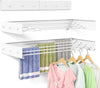 Wall Mounted Drying Rack for Laundry 31.5'', Folding Drying Rack Clothing Wall Mount with 5 Rods and 6 Hooks, Space Saving for Indoor Outdoor Bathroom Balcony (White, 31.5'')