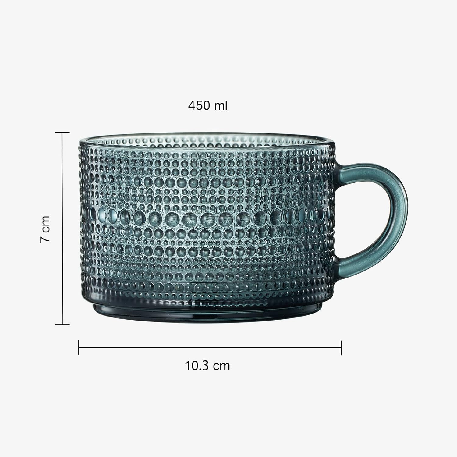 Vintage Hobnail Glass Coffee Mugs Set With Handles | Set of 4