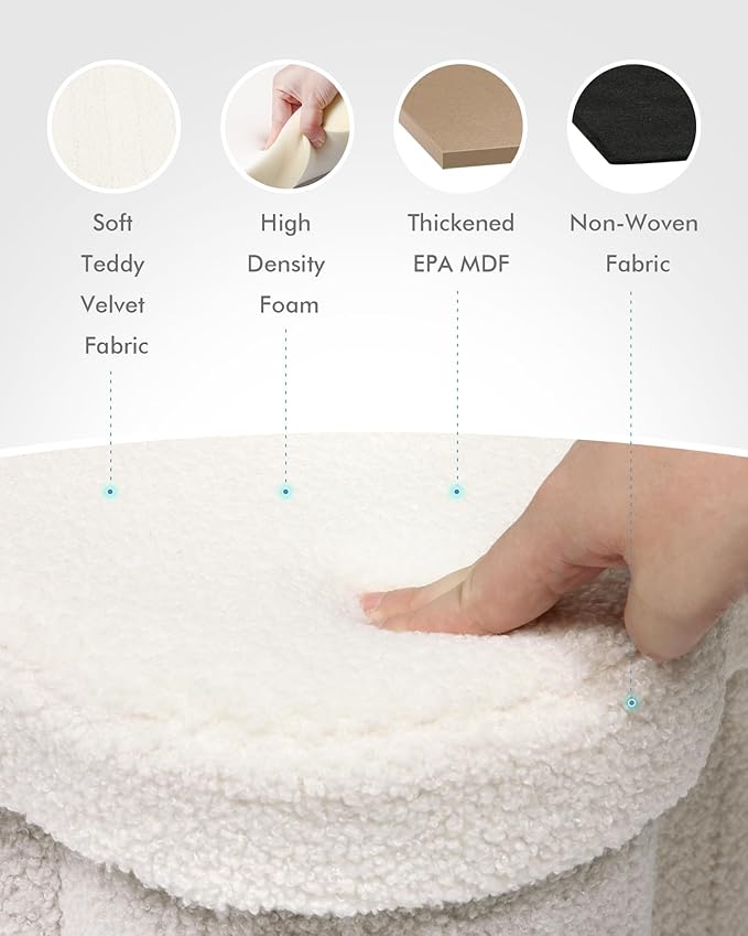 B FSOBEIIALEO Storage Ottoman Cube, Heart Shaped Ottomans with Storage Foot Stool Footrest for Lving Room, Boucle Ottoman Seat for Dorm Room,Faux Teddy Fur, Cream White 15