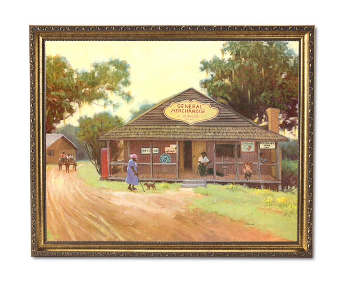 Gold Framed Wall Art – African American Old General Store Print With Antique Gold Frame