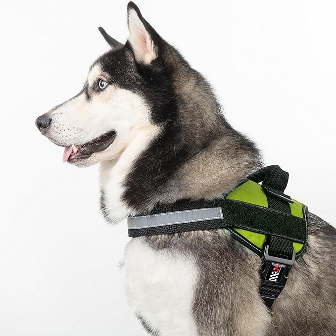 Dogline Dog Harness, Reflective No-Pull Adjustable Vest with Handle for Walking, Training, Breathable, No - Choke Harness for Small, Medium or Large Dogs Room for Patches Girth 22