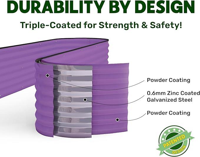 9-in-1 Galvanized Steel Raised Garden Bed // 8×2×1.5 ft Modular Planter for Gardening, Vegetables, Flowers // 18
