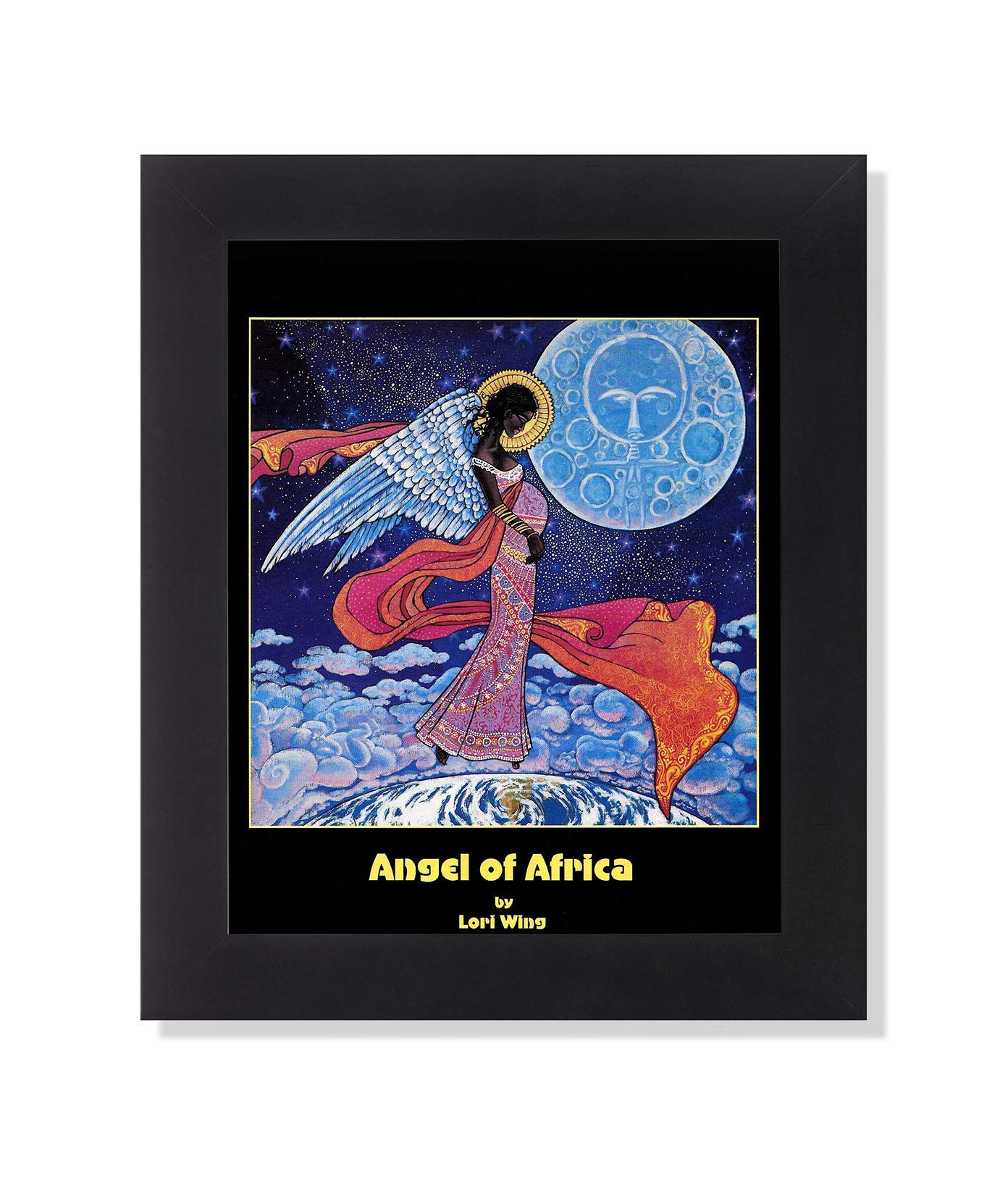Framed Art Print – African American Black Angel 8x10 Wall Art With Gold Finished Frame