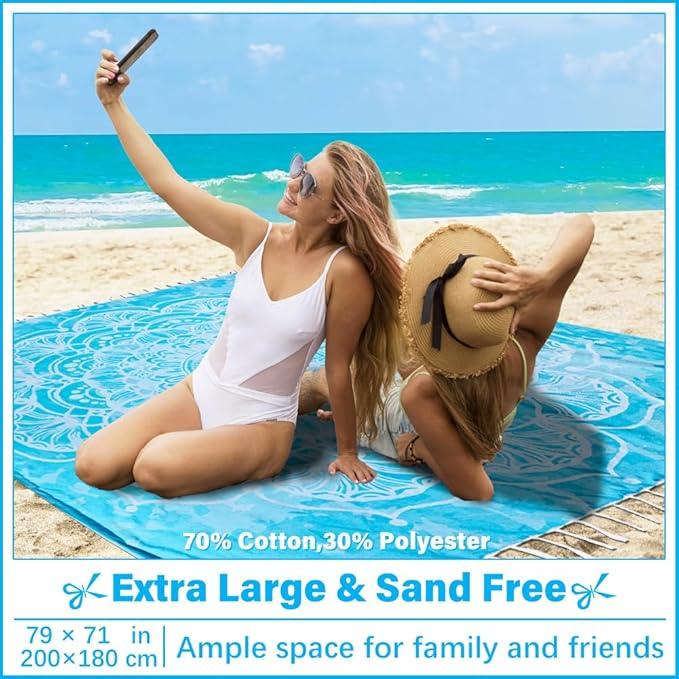 Oversized Turkish Beach Towel Blanket XXL Cotton Sandproof Towels Boho Woven Extra Large Big Sand Free Giant Throw Thick Blankets Huge Quilt XL Picnic Camping Necessities Cloud For Adult Gifts