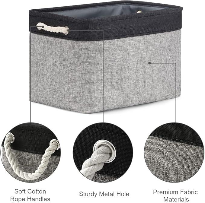 TheWarmHome Storage Basket for Organizing - 16x12x12 inch Cube Storage bin 3 Pack Fabric Storage Cubes, Collapsible Storage Box for Organizer Cloth Gift Toy Closet (Black & Grey)