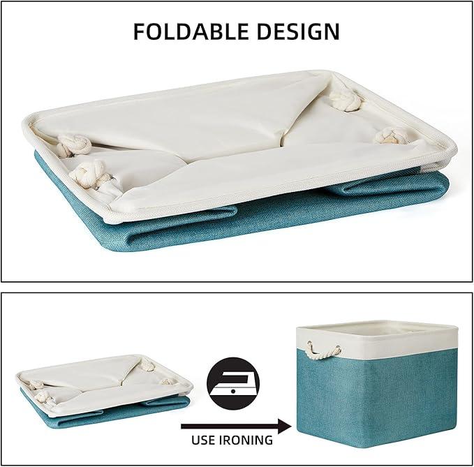 Bidtakay Foldable Storage Bins Set of 2 Tall Cloth Baskets 16