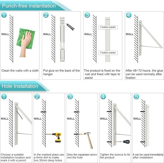 Retractable Clothes Drying Rack,Space Saver Wall Mounted Folding Hanger for Laundry Room, Closet Storage Organization, Easy Installation Aluminium Dryer 1pcs
