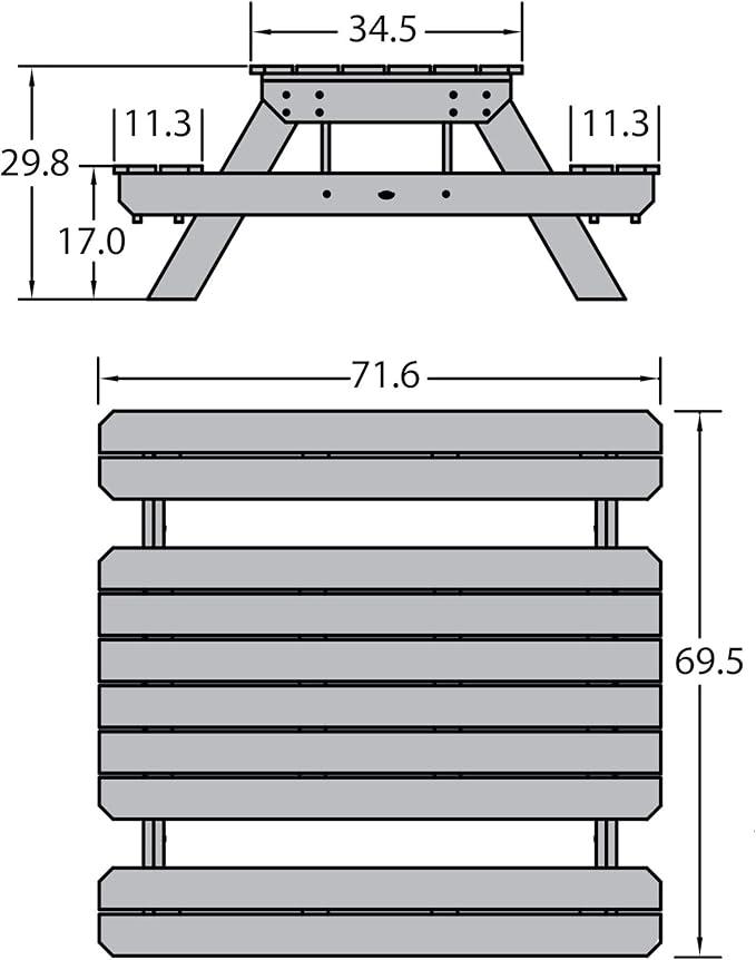 highwood Hometown Picnic Table, 6 Foot, Harbor Gray