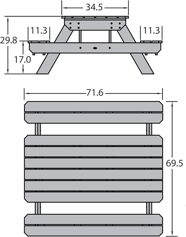 highwood Hometown Picnic Table, 6 Foot, Harbor Gray