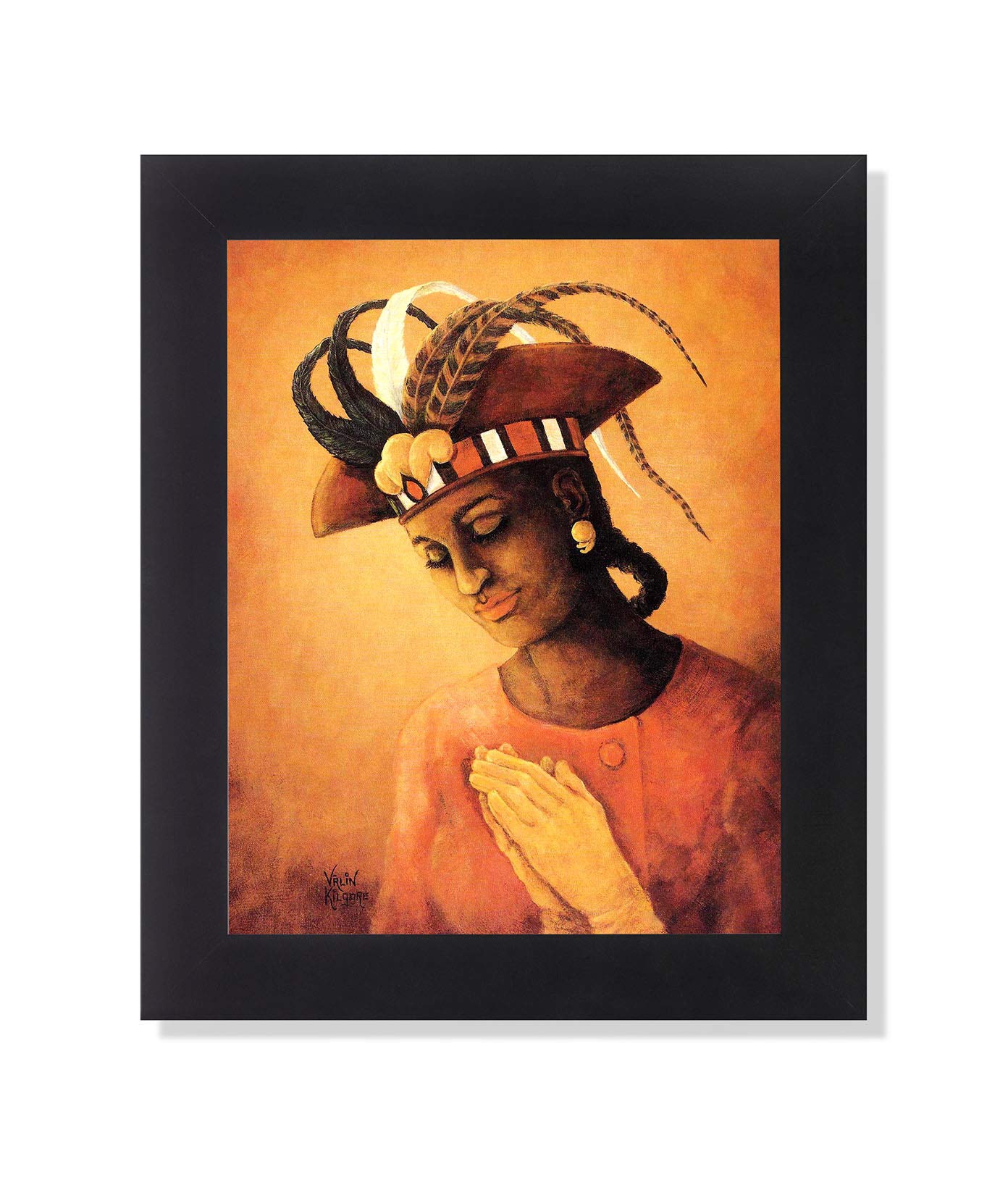 Black Framed Art Print – African American Church Prayer 8x10 Wall Art