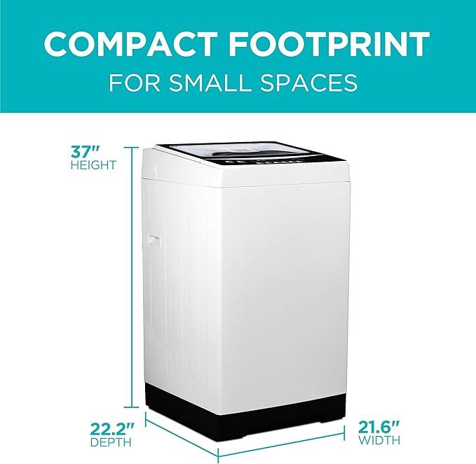 BLACK+DECKER Small Portable Washer, Washing Machine for Household Use, Portable Washer 2.0 Cu. Ft. with 6 Cycles, Transparent Lid & LED Display