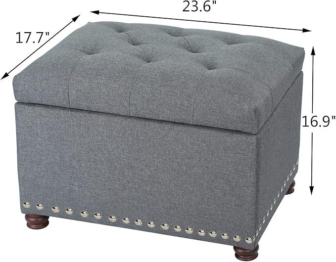Joveco Storage Ottoman Bench Rectangular Fabric Organization Foot Rest, 24 Inch Modern Tufted Bedroom Foot Stool and Seat for Entryway, Bedroom, Living Room
