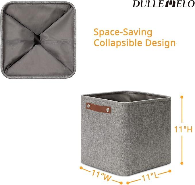 DULLEMELO Square Storage Cubes Baskets for Gifts Empty, 11 inch Cube Stroage Bins Linen Closet Organizers and Storage Baskets for Toy Nursery Shelves Bedroom Storage(4 Pack - 11