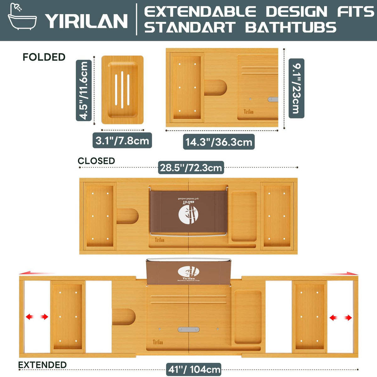 Expandable Bathtub Tray Caddy