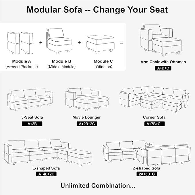 Belffin Modular Sofa Middle Module with Storage for Modular Sectional Sofa Couch Velvet Accent Armless Chair Green