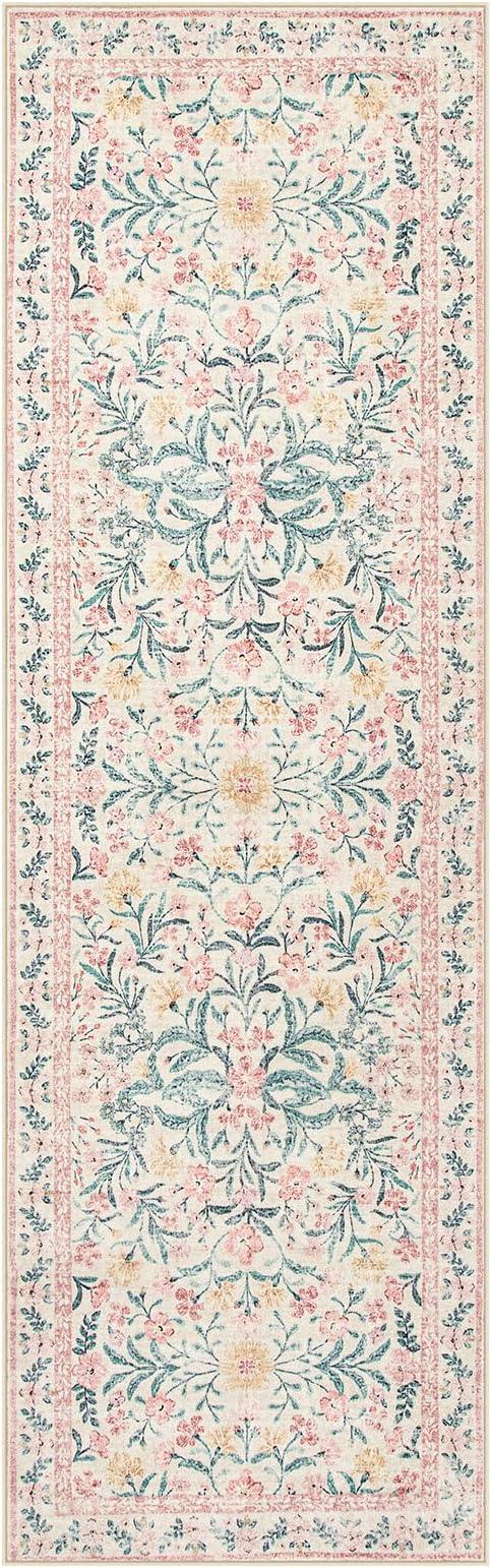 Wonnitar Floral Washable Runner Rug, 2'6