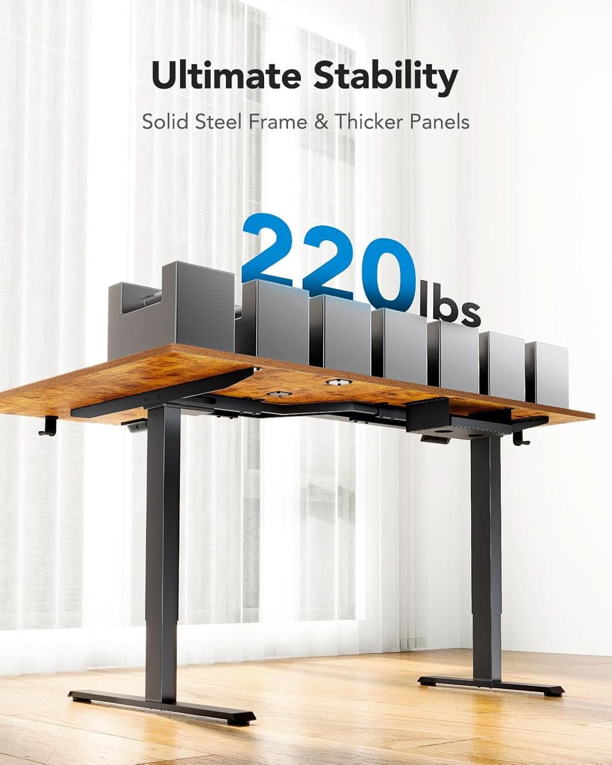 71x48 Inch L Shaped Electric Dual Motor Standing Desk Brown