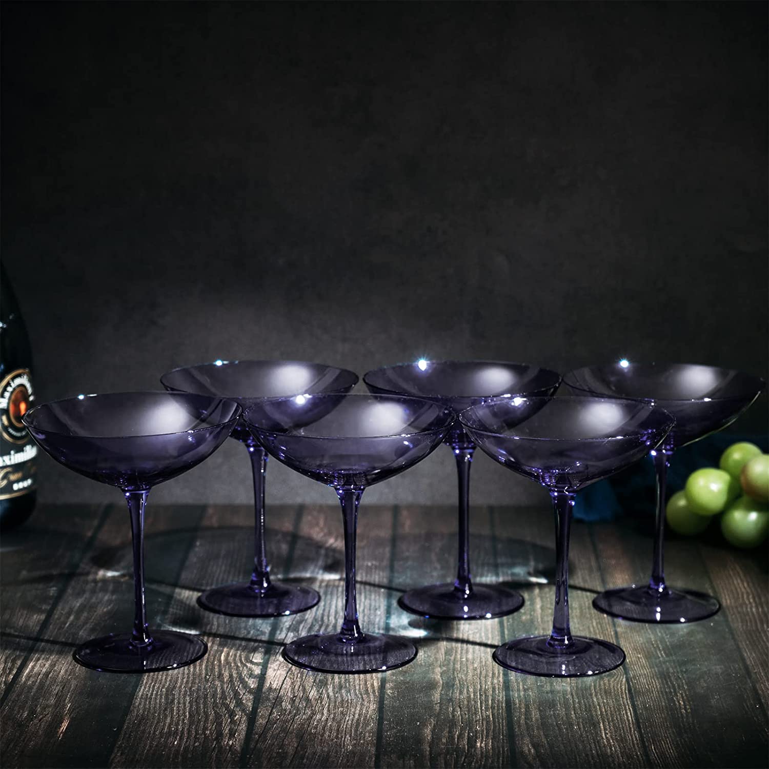 Lavender Champagne Coupes 12oz Set of 6 by The Wine Savant - Colored Champagne Glasses, Prosecco, Mimosa Glasses Set, Cocktail Glass Set, Bar Glassware Bachelorette Anniversary Gifts