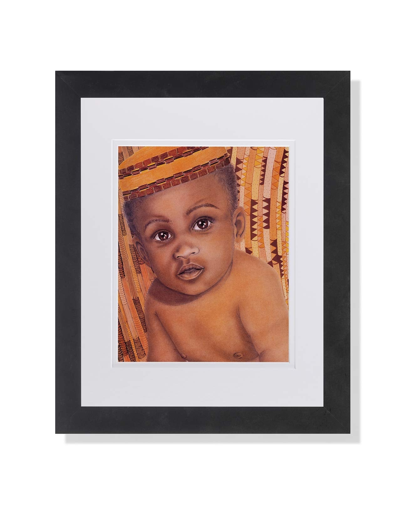 African American Black Tribal Baby Wall Picture W/W Matted Framed Art Print