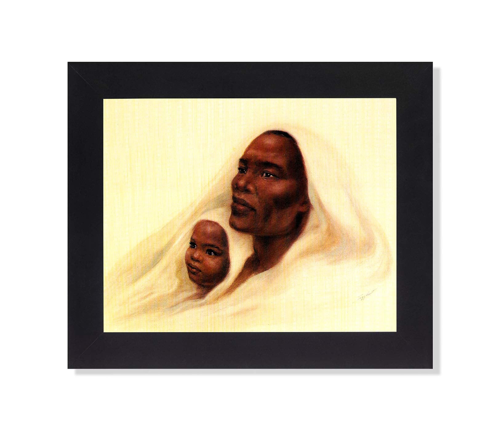 Black Framed Art Print - African American Father And Child 8x10 Wall Art