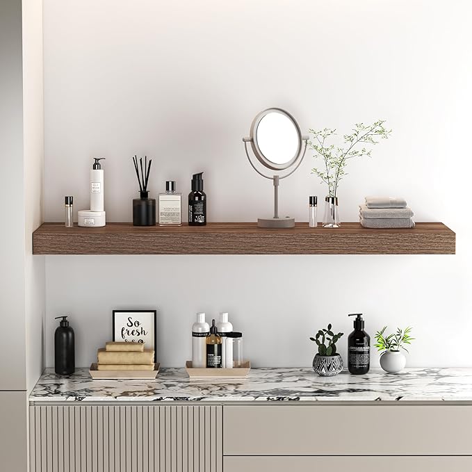Fun Memories Floating Shelves - 10.3 Inch Deep Wall Shelf for Decor & Storage - Wall Mounted Display Shelving with Invisible Heavy-Duty Metal Bracket - 36