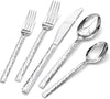 KINGSTONE 20 Piece Hammered Silverware Set, 18/10 Stainless Steel Flatware Set for 4, Cutlery Set for Home, Party, Wedding, Mirror Polished Dishwasher Safe