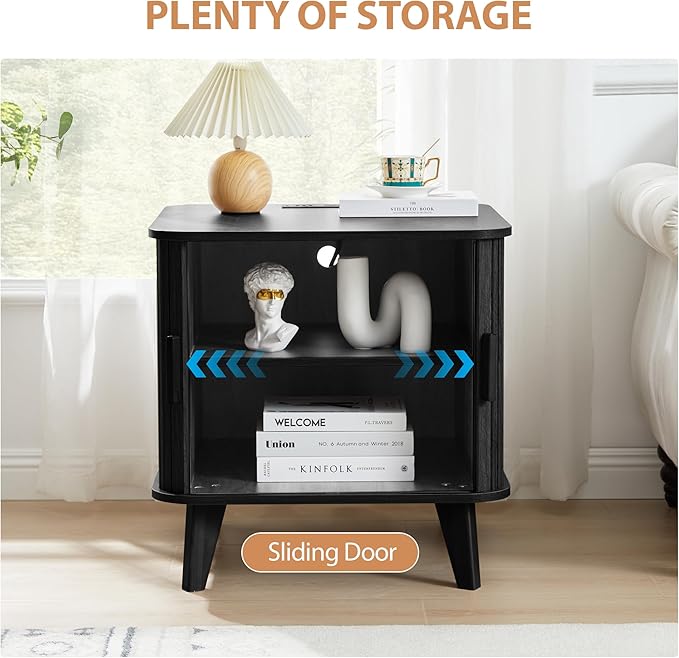 Farmhouse Square End Table with Charging Station, 24