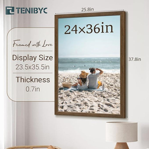 24x36 Poster Frame 3 Pack - Brown Woodgrain, Wood Picture Frame, Wall Gallery Frame - Wall Hanging