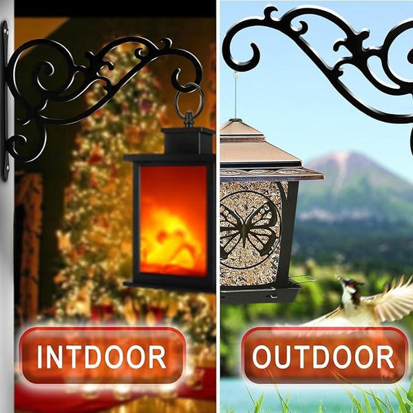 GSY 2 Pcs Hanging Plant Bracket 12-Inch,Wall Hook Hanging Plant Brackets,Black Iron Plants Indoor/Outdoor Planter Hangers Hooks,for Hanging Lanterns,Bird Feeders,Wind Chimes,Planters