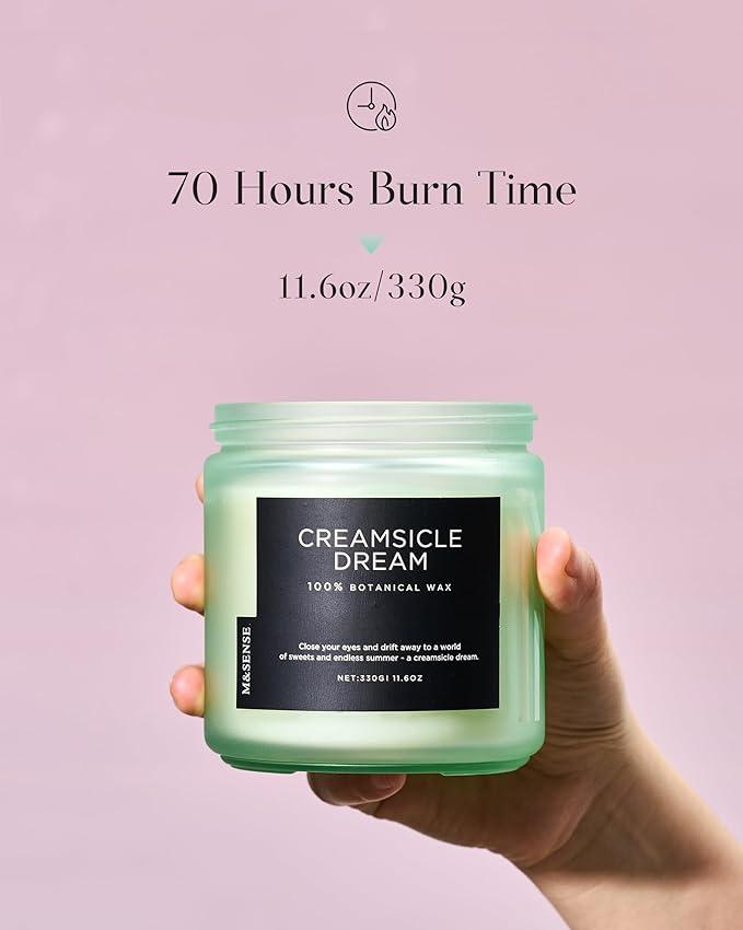 M&SENSE Orange Creamsicle Summer Scented Candle - 11.6oz Clean Non Toxic Natural Soy Wax 70-Hour Slow Burning Candle, 2-Wick Long Lasting Home Fragrance Gifts for Housewarming & Anniversaries