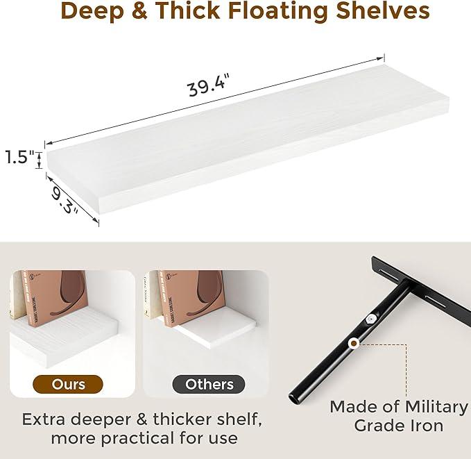 40 Inch Floating Shelves White, 40