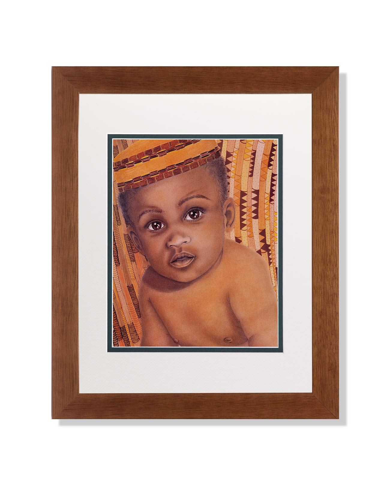 Art Prints Inc African American Black Tribal Baby A/G Matted Picture Honey Framed