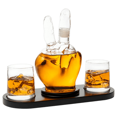 Peace Sign Wine and Whiskey Decanter 750ml With 2 10oz Glasses by The Wine Savant 9