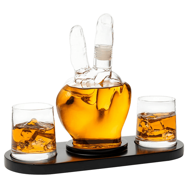 Peace Sign Wine and Whiskey Decanter 750ml With 2 10oz Glasses by The Wine Savant 9