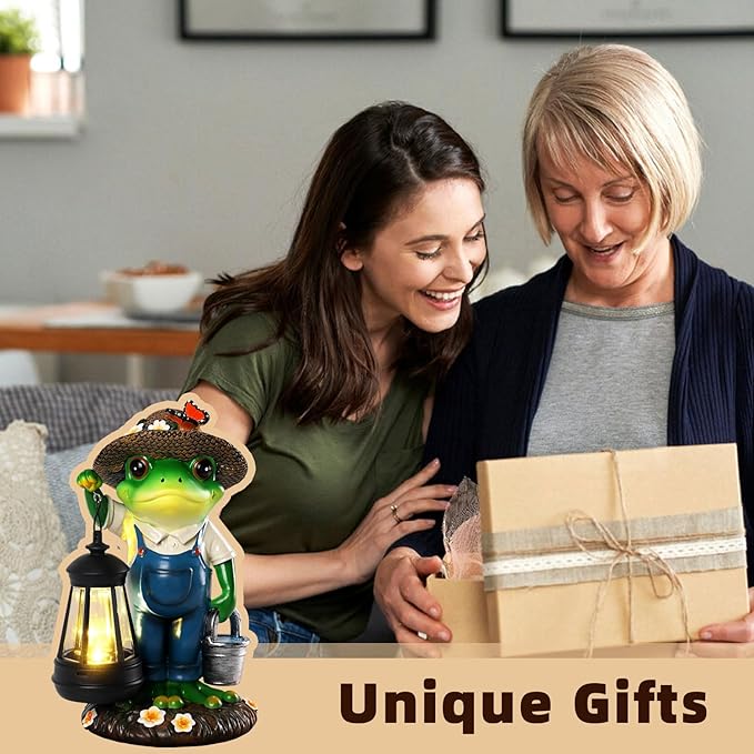 Solar Garden Decor - Frog Statues with Lantern 9