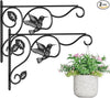 2 Pack Heavy Duty Plant Hooks for Hanging - 12 Inch Metal Wall Hangers Indoor/Outdoor, Sturdy Plant Bracket for Bird Feeders, Planters, Lanterns, Wind Chimes - Patio, Garden, Home Decor (Black)