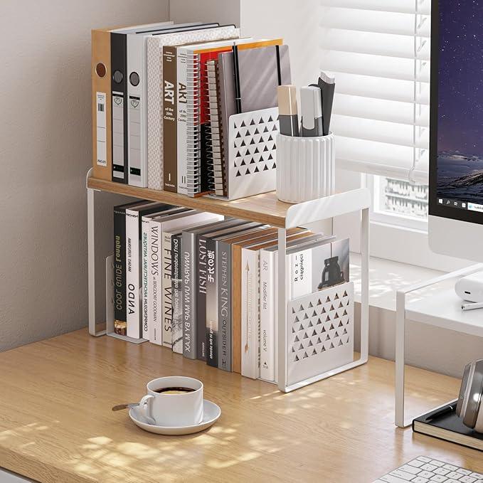 Mitus Shelf Organizer and Storage, Tiered Wood Cabinet Rack for The Kitchen Counter, Bathroom Counter, Pantry Cupboard, Office Desk Bookshelf, 12