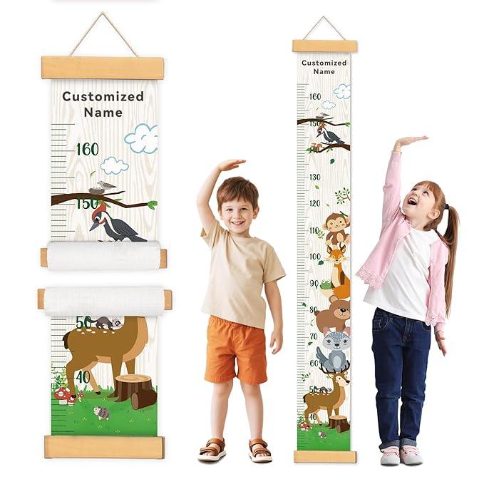 Personalized Name Growth Chart Wall Decor for Kids – Canvas Removable Height Chart Measuring Ruler 59