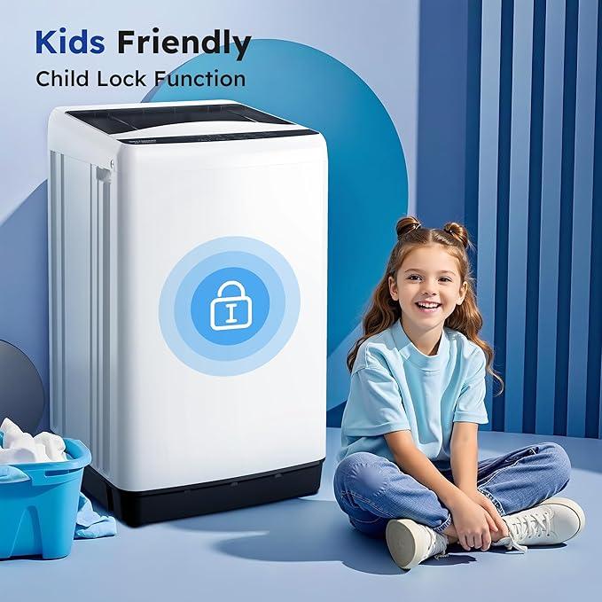 1.0 Cu.ft Portable Washing Machine for Home & Apartment, Full-Automatic Clothes Washer with 6 Water Level & 10 Wash Cycles, Drain Hose Included, White