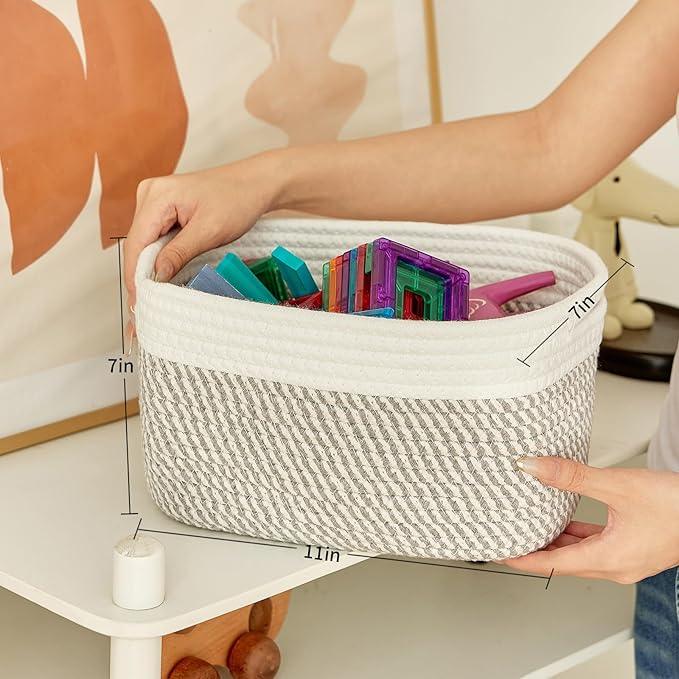 Small Cotton Rope Storage Basket Set of 3-11