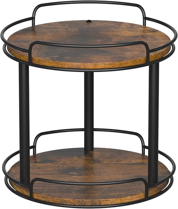 LAMU 10.2'' Wood Lazy Susan Turntable Organizer for Cabinet, 2 Tier Lazy Susan Spice Rack Organizer for Kitchen, Table Top, Countertop, Pantry, Medicine Organizer