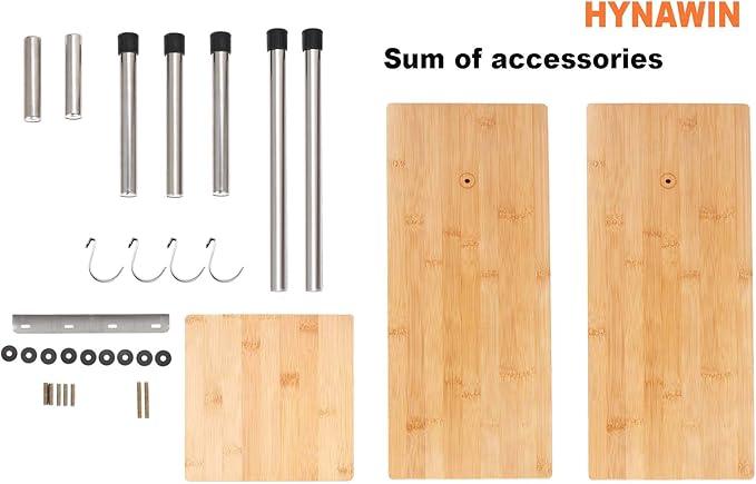 HYNAWIN Corner Shelf Bamboo & Metal Storage Spice Rack, 3 Tier Desk Bookshelf Display Shelves Space Saving Organizer, Adjustable Rack for Kitchen, Bed Room, Office-Best Home Décor (Upgraded Shelf)